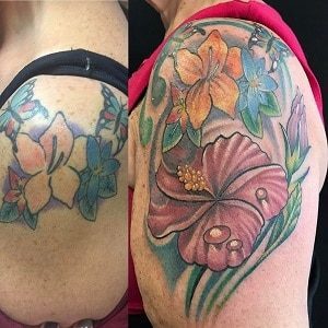 Tattoo retouch before and after
