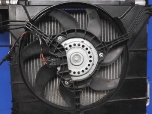 A radiator fan removed from its place