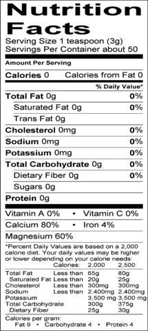 EnerG Baking Soda Nutritional Info