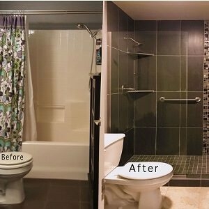 Before and After Tub to Shower