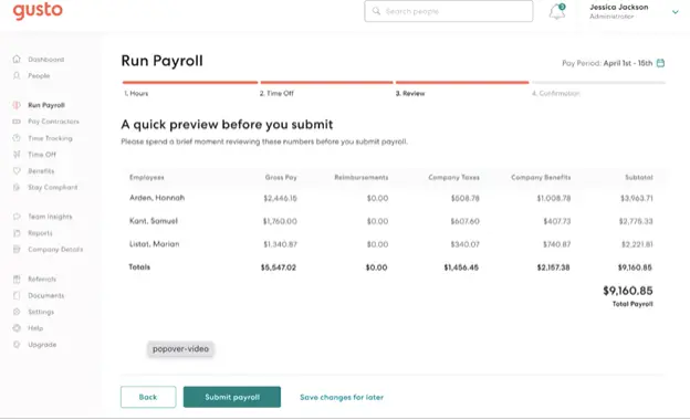 Gusto Payroll Dashboard