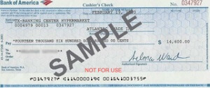 Cashier's Check Sample